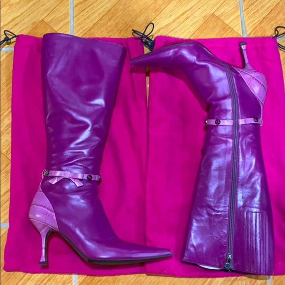Escada Shoes | Host Pick 1030 Escada Heeled Purple Boots Size 38 ( 8 in US) | Color: Purple | Size: 8 | Posh_Ally's Closet